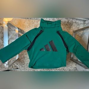 Dark Green Adidas Long Sleeve Crop Top